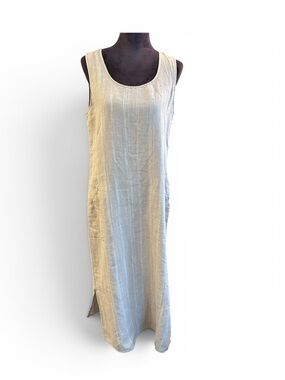 Garnet Hill Neutral Linen-Blend Maxi Dress in Light Taupe